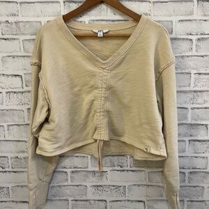 Women’s JoyLab yellow v-neck athleisure cropped pullover Small